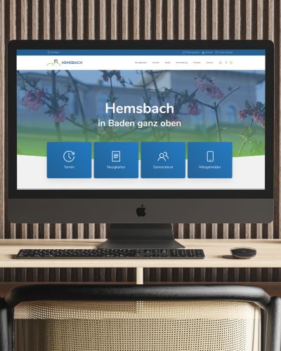 Darstellung der Website der Stadtverwaltung Hemsbach